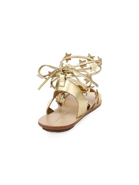 Starla Ankle-Wrap Metallic Leather Sandals | Saks Fifth Avenue