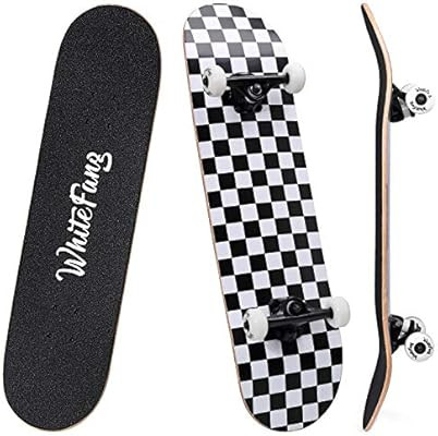 WhiteFang Skateboards 31" Complete Skateboard Double Kick Skate Board 7 Layer Canadian Maple Deck... | Amazon (US)