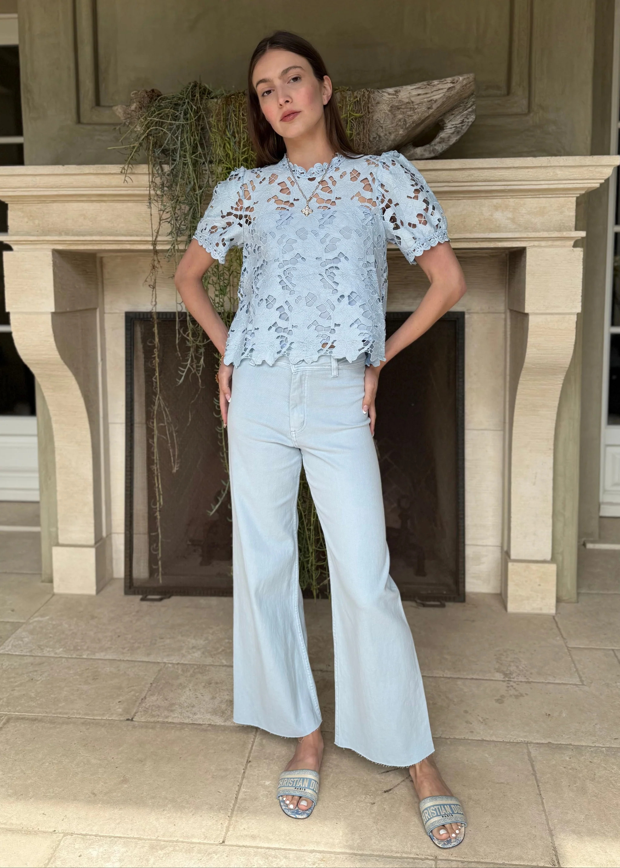 Lindi Straight Wide Leg Pants - Powder Blue | Benaar La