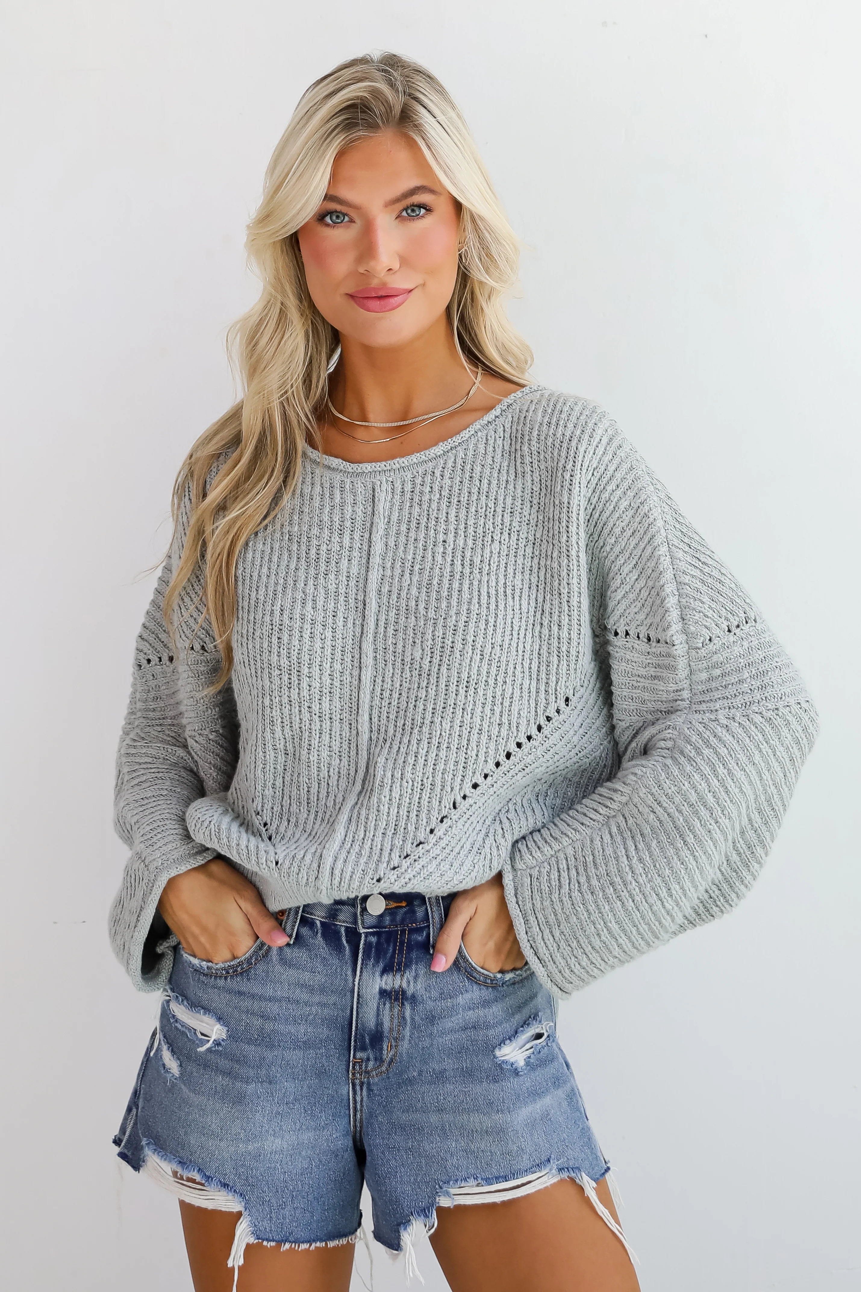 Cute Light Grey Sweater | Oversized Sweaters | ShopDressUp | Dress Up