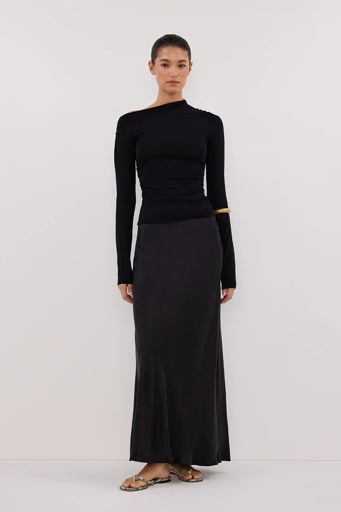 ARIEL BLACK SLEEVED KNIT TOP | DISSH