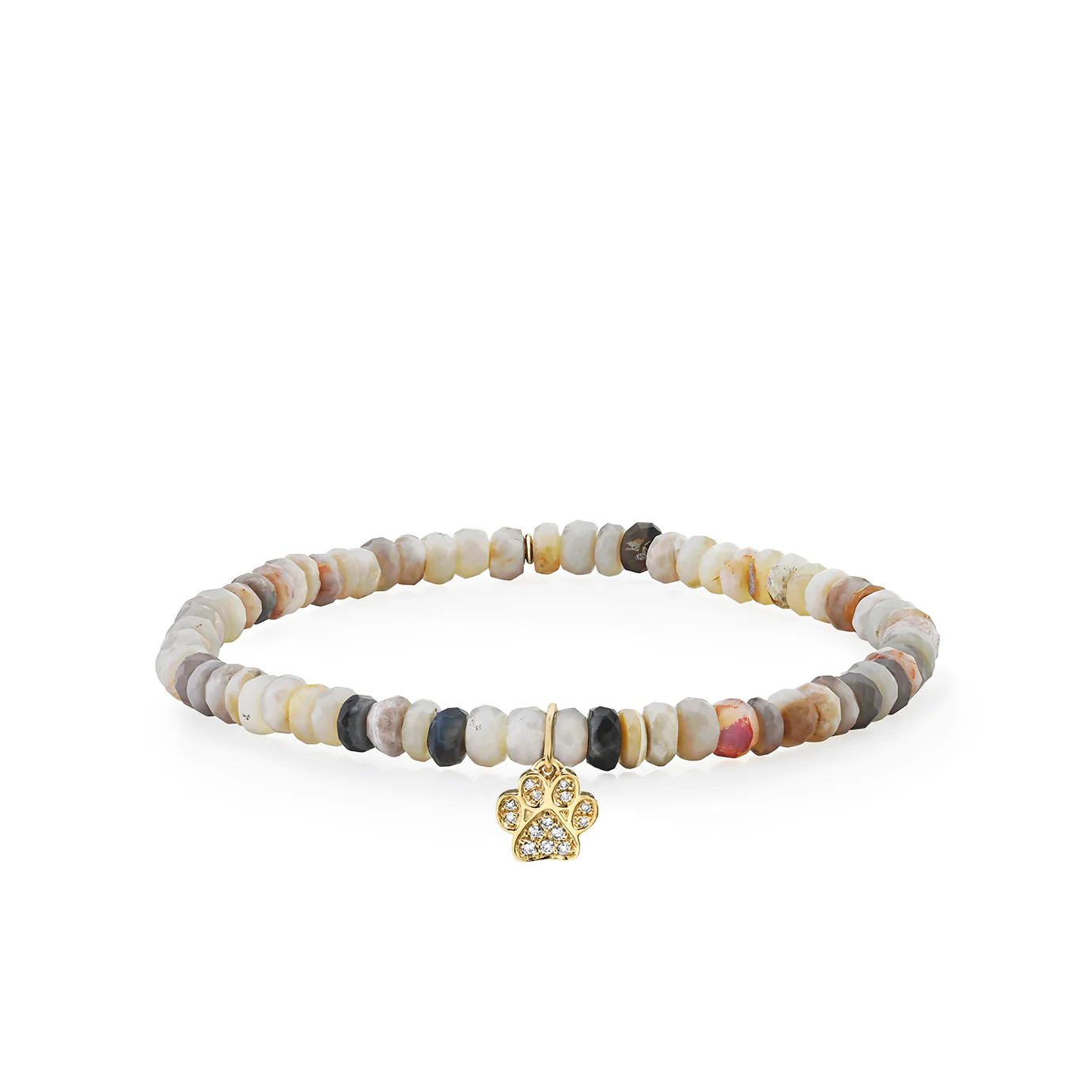 Gold & Diamond Small Paw Print on Multi Australian Opal | Sydney Evan