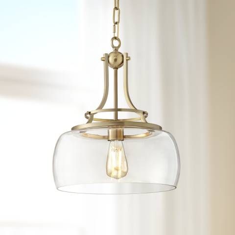 Charleston 13 1/2" Wide Brass LED Pendant Light - #67V81 | Lamps Plus | Lamps Plus