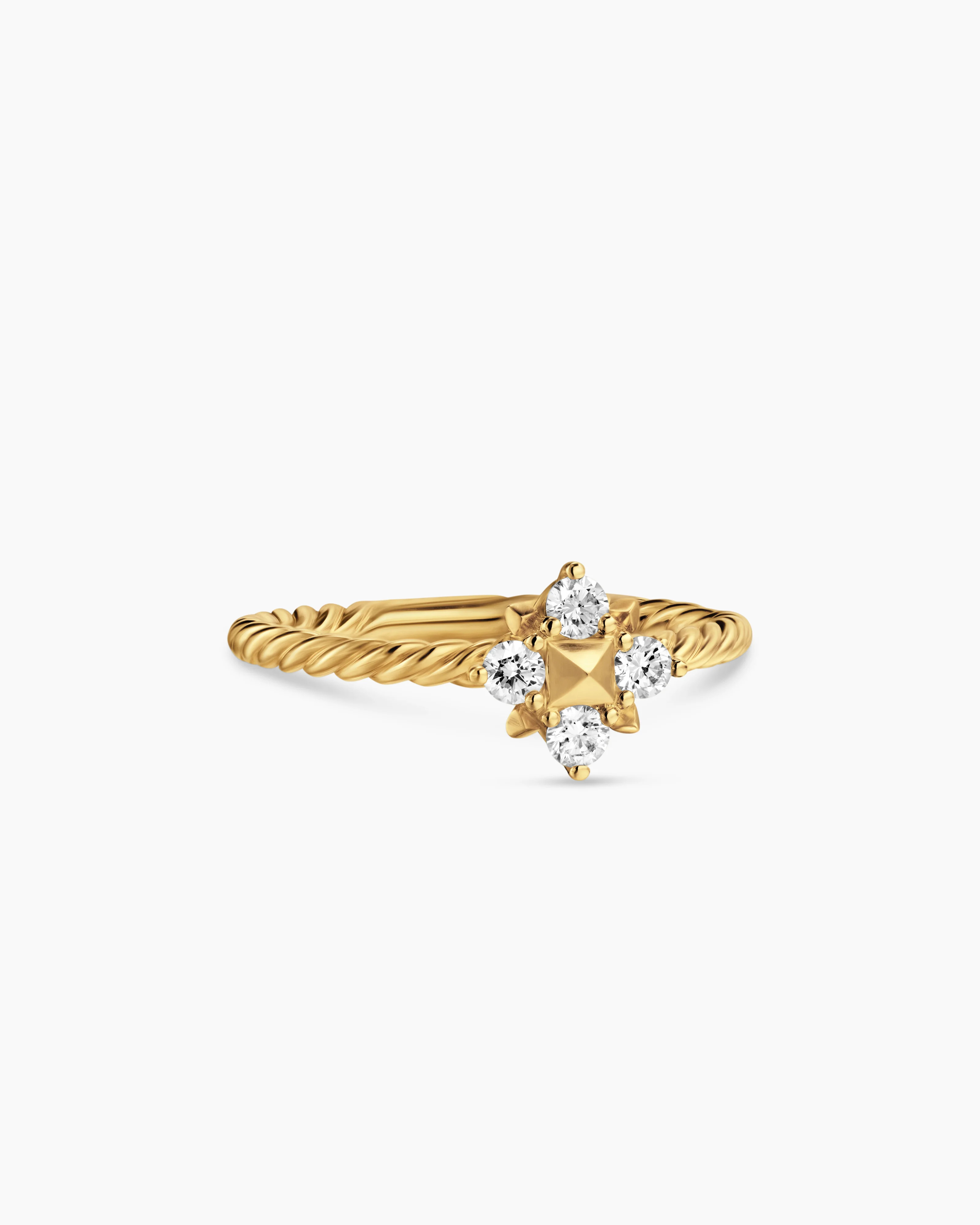 David Yurman | Petite Modern Renaissance Pyramid Ring in 18K Yellow Gold with Diamonds, 6.2mm | David Yurman