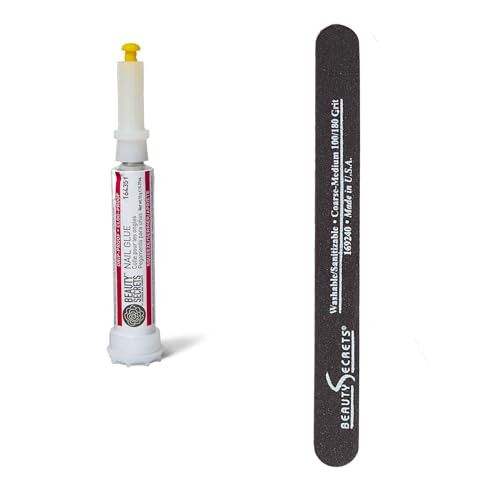 Beauty Secrets Drip & Clog Proof Nail Glue (1 Pack) Bundled with Nail File Black Cushion Medium Coarse 180/100 Grit by Beauty Secrets | Amazon (US)
