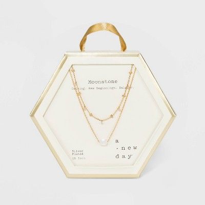 Silver and Gold Plated Healing Stone Station Duo Necklace - A New Day™ | Target