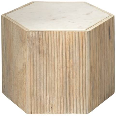 Jamie Young Argan 14" High Natural Wood Hexagon Table | Lamps Plus
