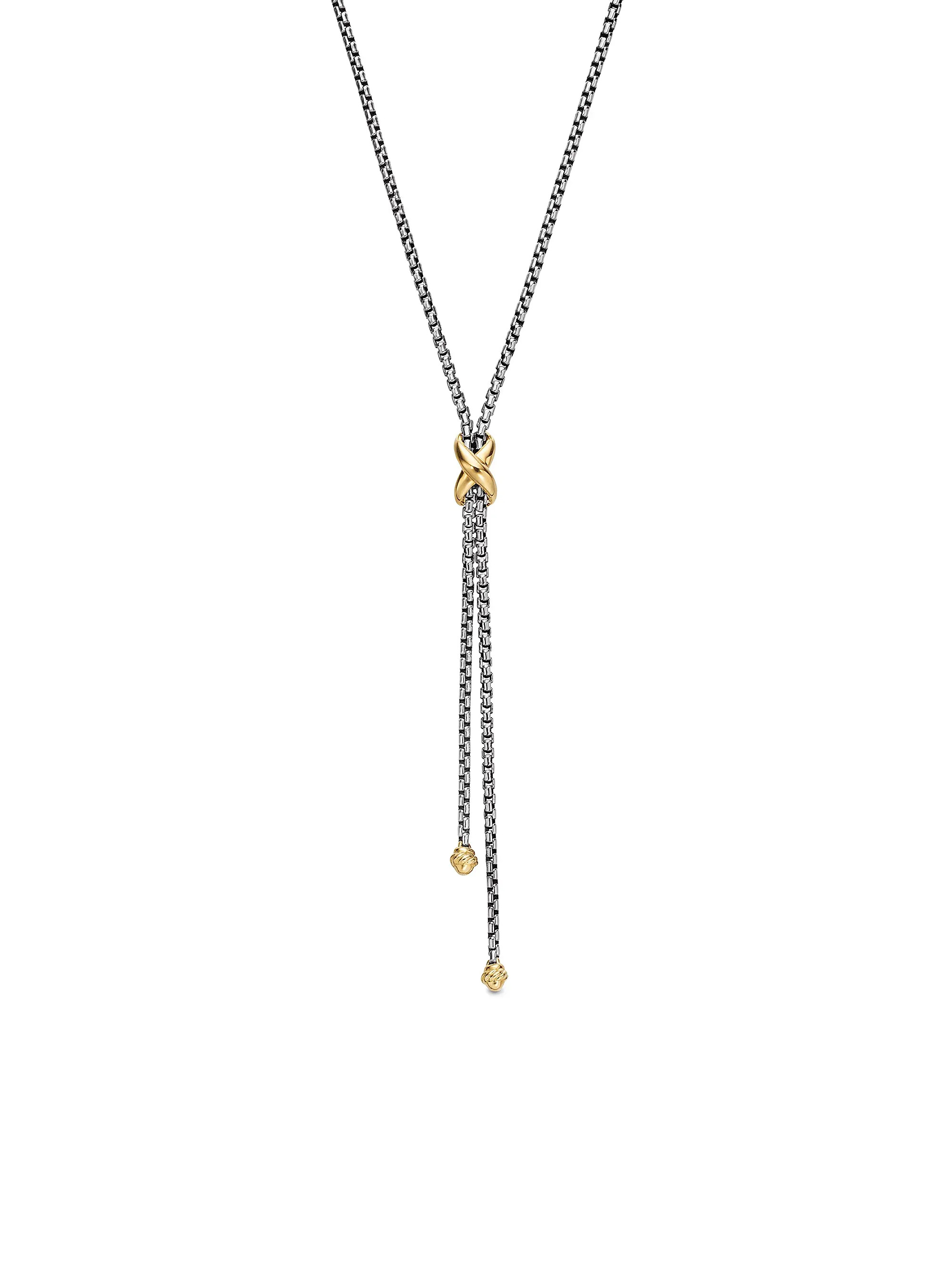 Petite X Lariat Necklace in Sterling Silver with 18K Yellow Gold | Saks Fifth Avenue