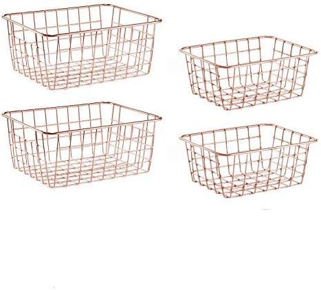 SINARDO Wire Storage Basket Organizer Bin Baskets for Kithen Cabinets Freezer Bedroom Bathroom (4... | Amazon (US)