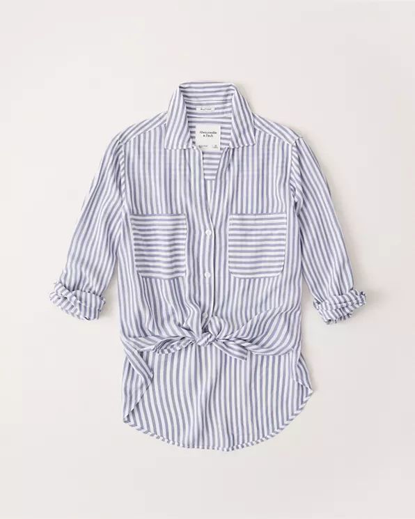 Long-Sleeve Tie-Front Shirt | Abercrombie & Fitch US & UK