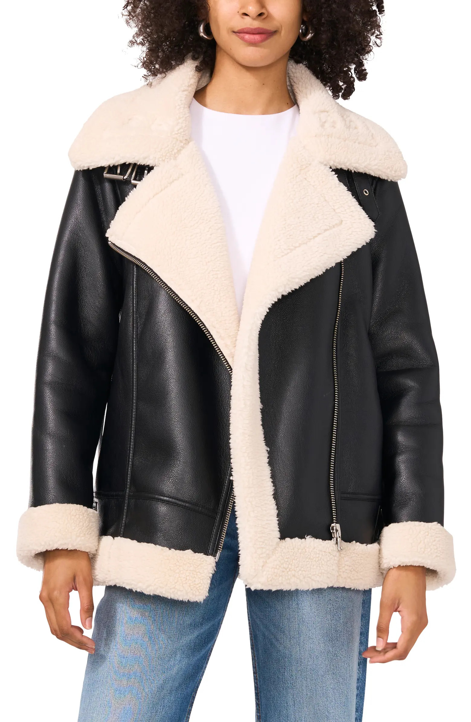 Faux Leather & Faux Shearling Bomber Jacket | Nordstrom