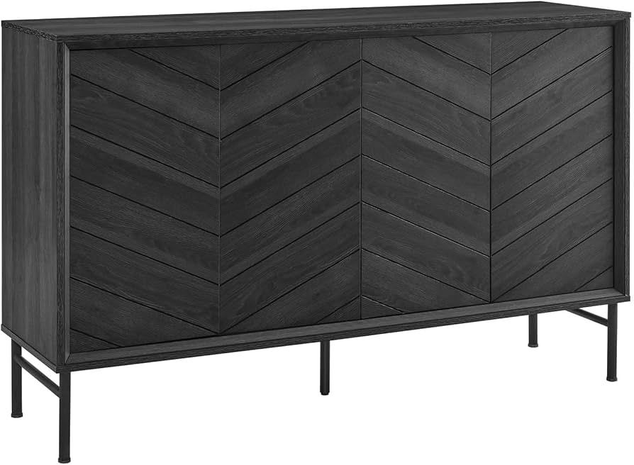 Modway Harper Modern Wood Grain Chevron Design Sideboard Storage Cabinet in Black | Amazon (US)