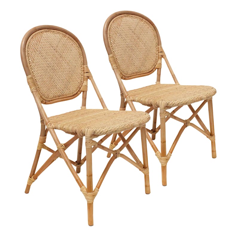 Set of 2 Indah Rattan Bistro Dining Chairs | At Home