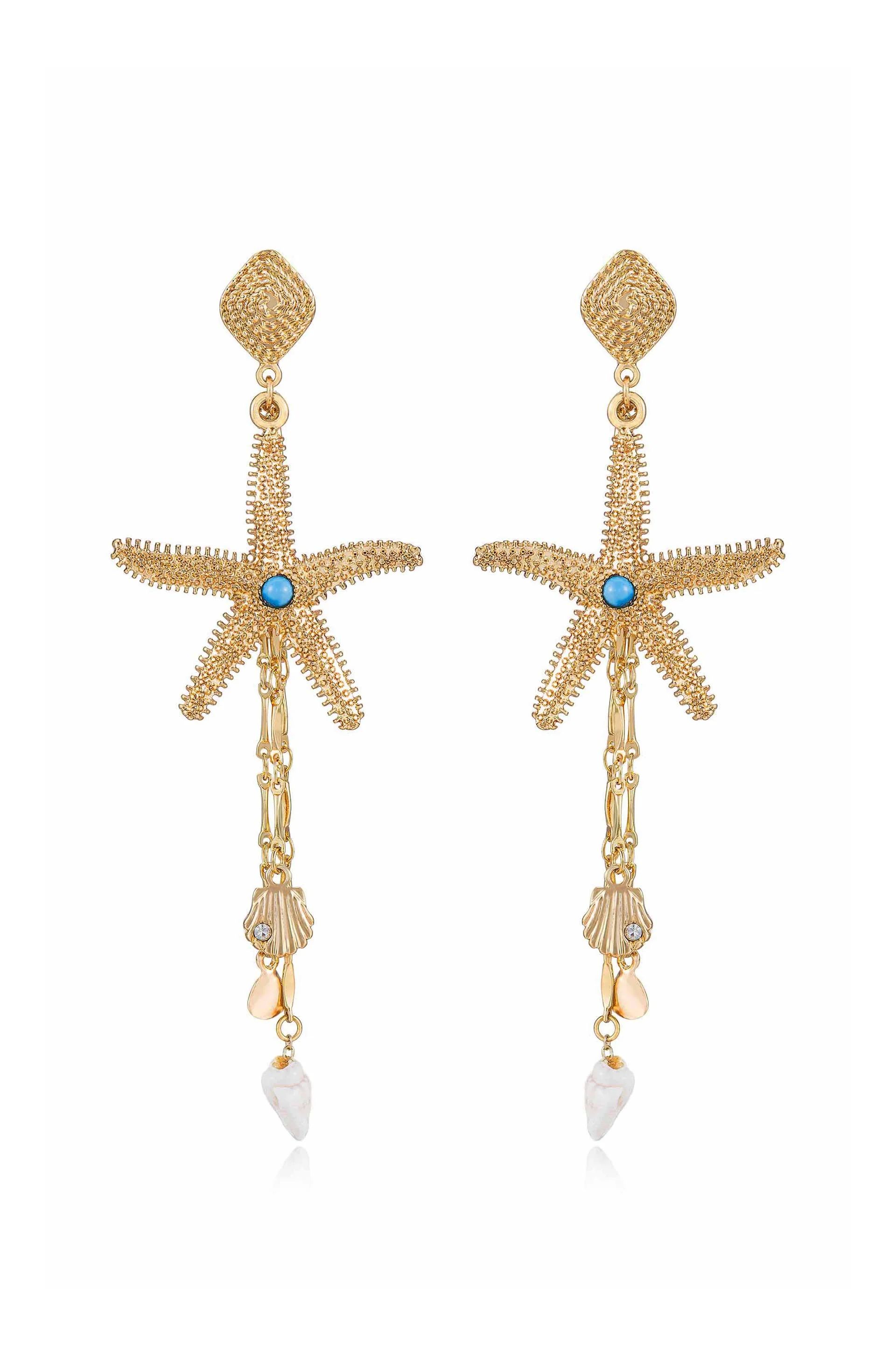 Starfish Seeker 18k Gold Plated Drop Earrings | Ettika