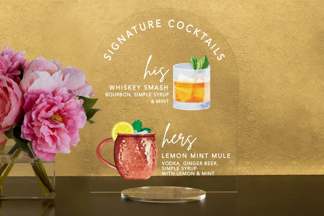 Bar Menu Signature Drinks! - His, Hers, Bar Menu Sign, Bar Sign for wedding and special events. | Etsy (US)