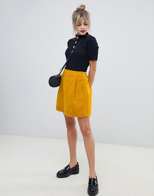 ASOS DESIGN tailored cord mini skirt in mustard | ASOS US