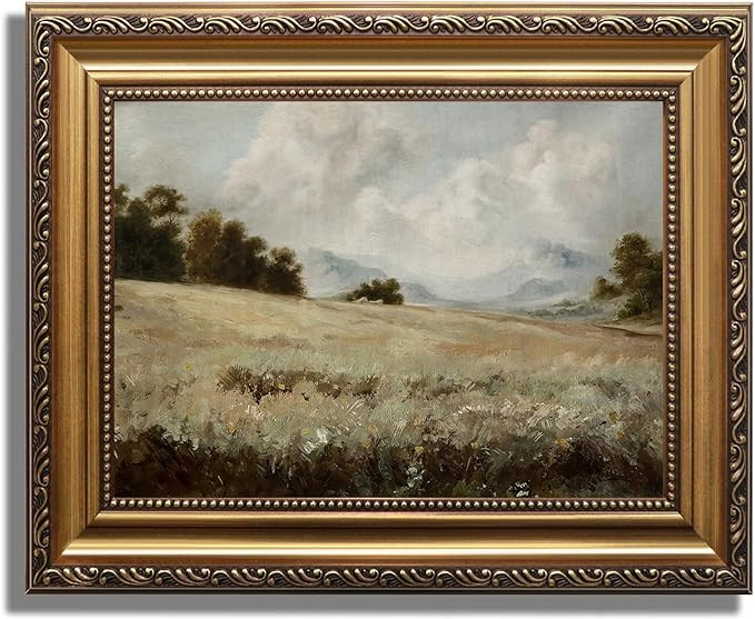 KBKBART Gold Framed Vintage Countryside Canvas Oil Painting Farmhouse Decor, Rustic Antique Lands... | Amazon (US)