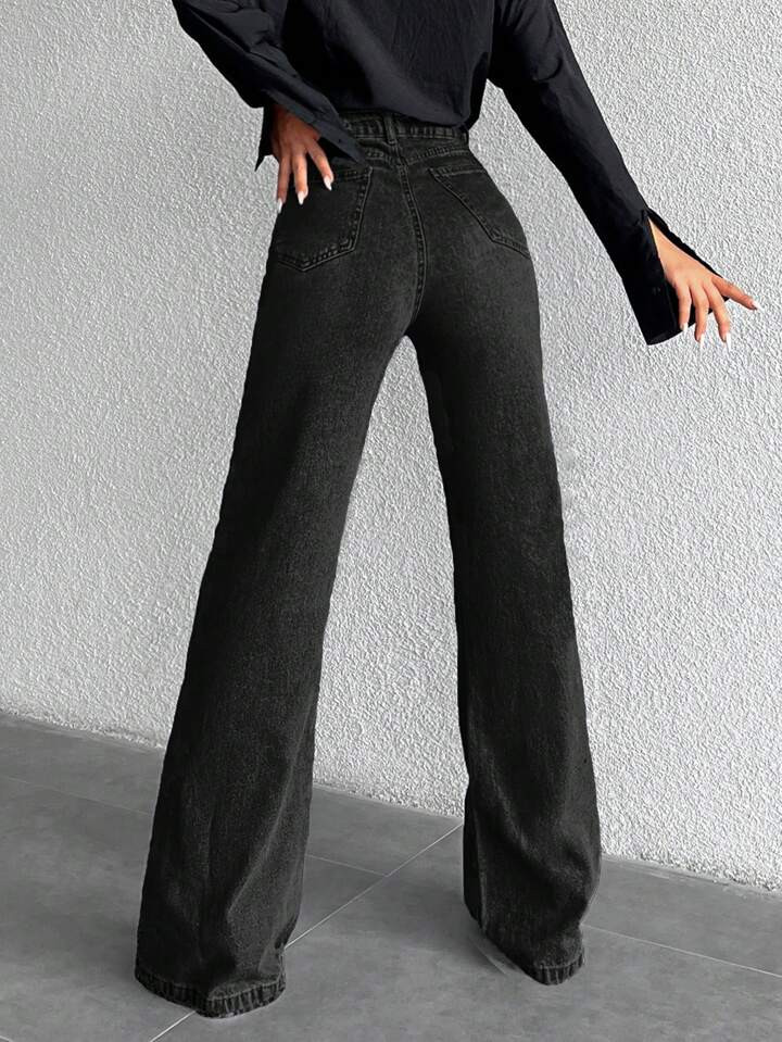 Cottnline 100%Cotton High Waist Wide Leg Jeans | SHEIN
