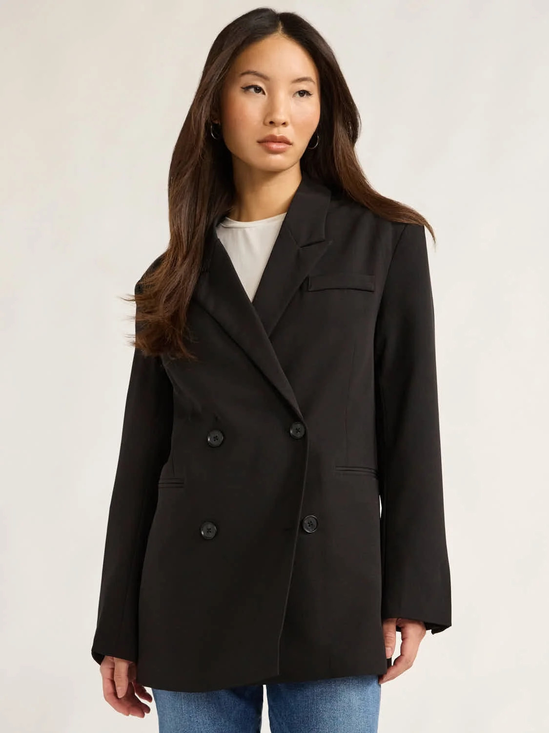 Scoop Women's Ultimate Crepe Slouchy Double Breasted Blazer, Sizes XS-XXL | Walmart (US)