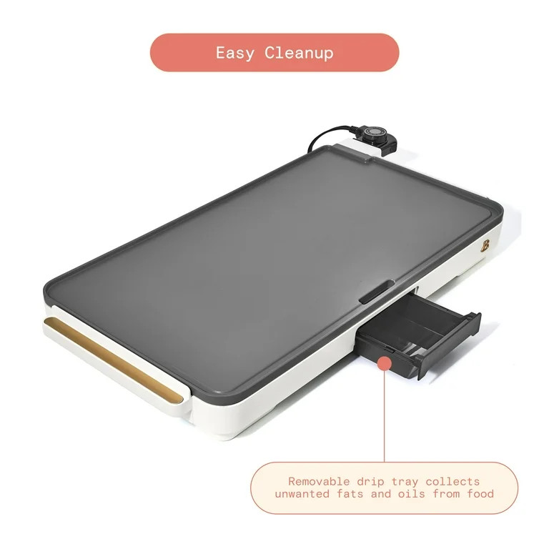 Beautiful XL Electric Griddle 12" x 22" - Non-Stick, White Icing by Drew Barrymore | Walmart (US)