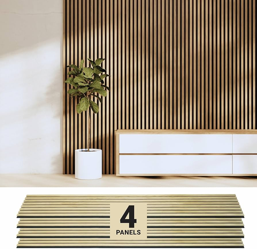 Wood Panels for wall - Oak Acoustic Wall Panels - 4PK Wall Wood Panels - 94.49" x 12"- Soundproof... | Amazon (US)