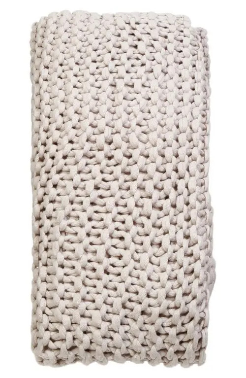 Pom Pom at Home Finn Chunky Knit Throw Blanket in Taupe at Nordstrom | Nordstrom