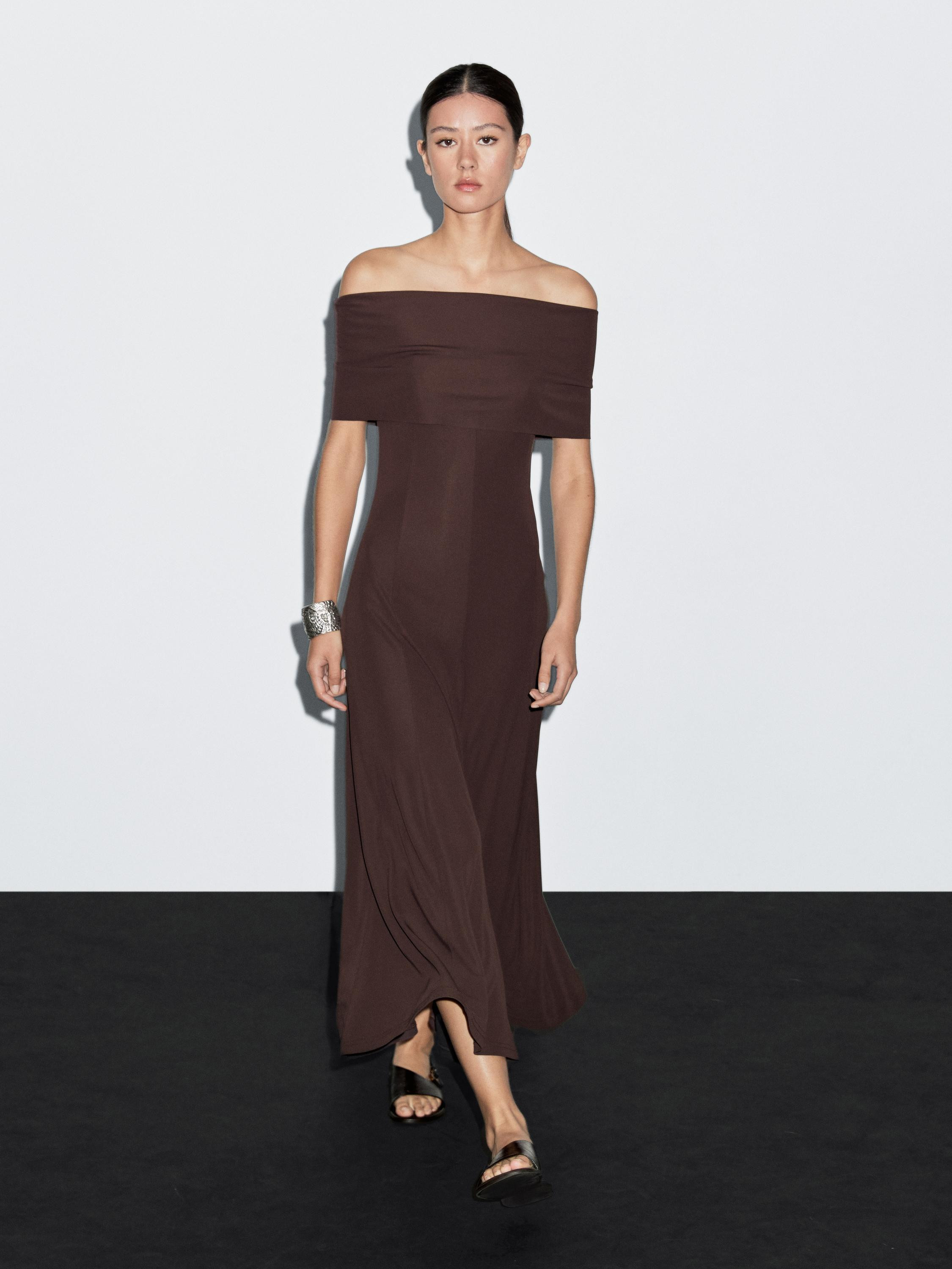 Long strapless dress | Massimo Dutti US