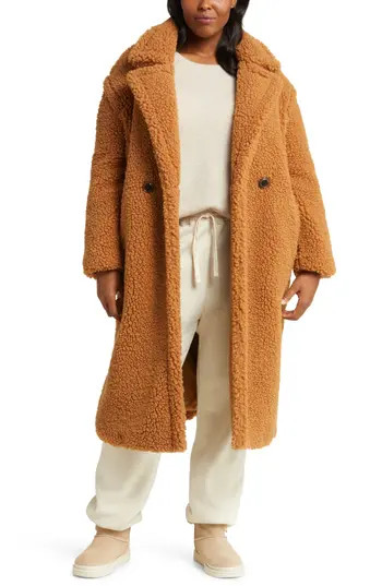 UGG® Gertrude Double Breasted Teddy Coat in Che at Nordstrom Rack, Size Large | Nordstrom Rack