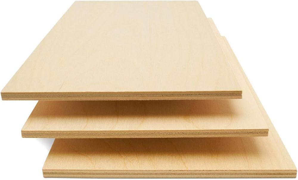 Baltic Birch Plywood, 6 mm 1/4 x 12 x 24 Inch Craft Wood, Box of 3 B/BB Grade Baltic Birch Sheets... | Amazon (US)