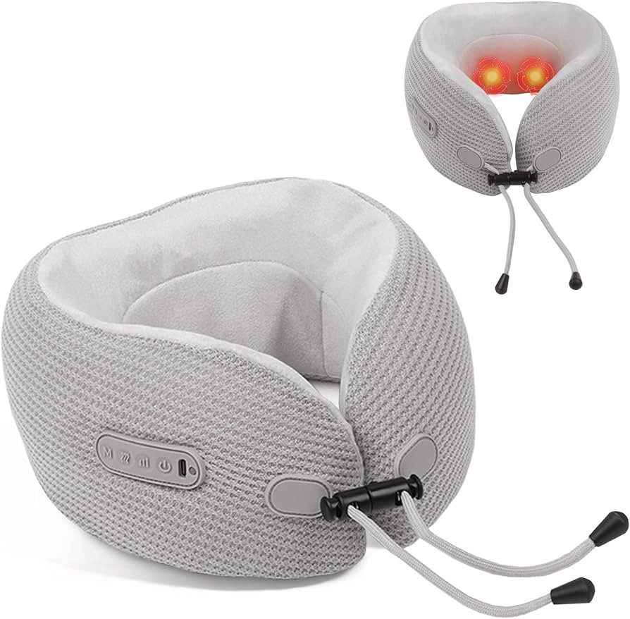 Electric Neck Massager,Portable Travel Pillow with Massage and Heat,Rechargeable Vibrating Neck P... | Amazon (US)