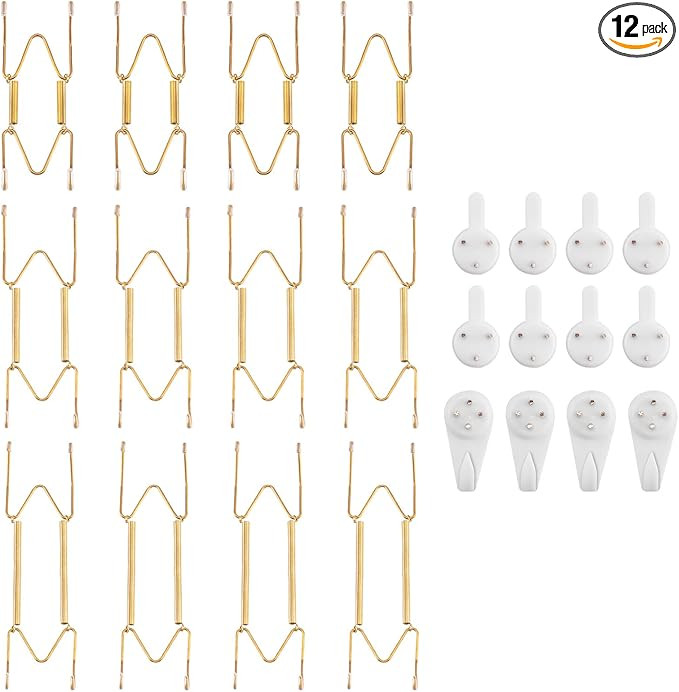 Bilillo 12 Pieces Plate Wall Hangers for Display - 4/6/8 Inch Invisible Plates Hanger, Stainless ... | Amazon (US)