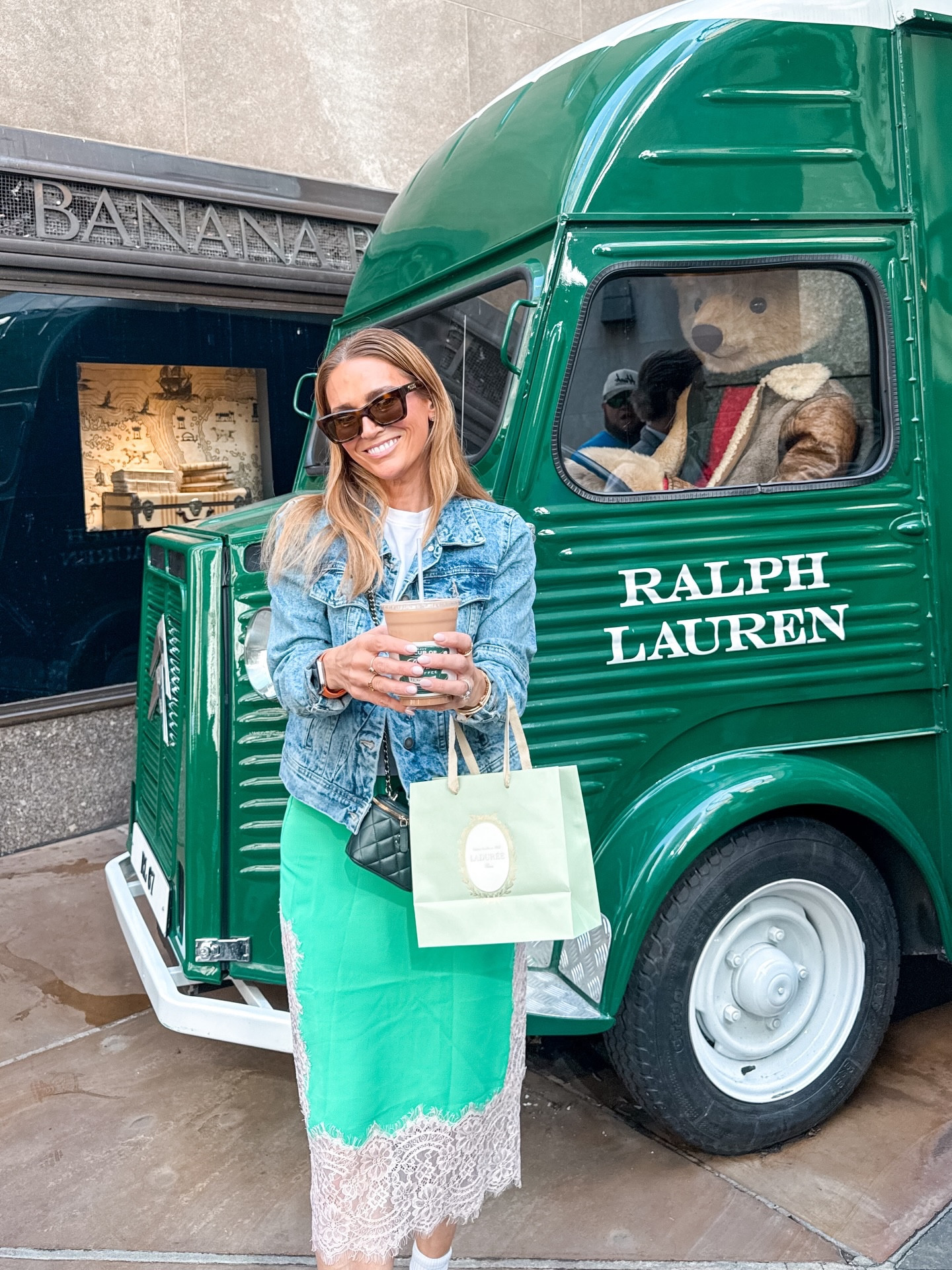 not to be dramatic but this skirt deserved manhattan. it was the itinerary 🏙️ comment Shop for links + sizing details.

Wearing XS petite skirt, XS t-shirt, small jacket, shoes are true to size 

My camera roll after approximately 15 minutes into a walk on 5th Avenue in New York. 
Stopped at Ralph’s, obviously. Stayed for the bear truck. Wore one of my favorite spring skirts with denim and a white tee and called it a day. This skirt comes in petite, which made it an immediate yes, and a ton of colors. 

#ootd #elevatedeverydaystyle #momstyle #ltkunder100