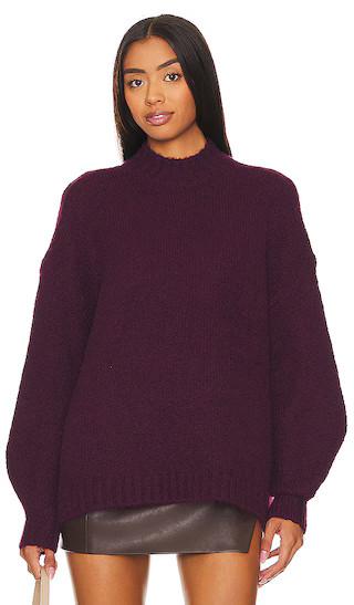 Carlen Mock Neck Sweater in Aubergine | Revolve Clothing (Global)