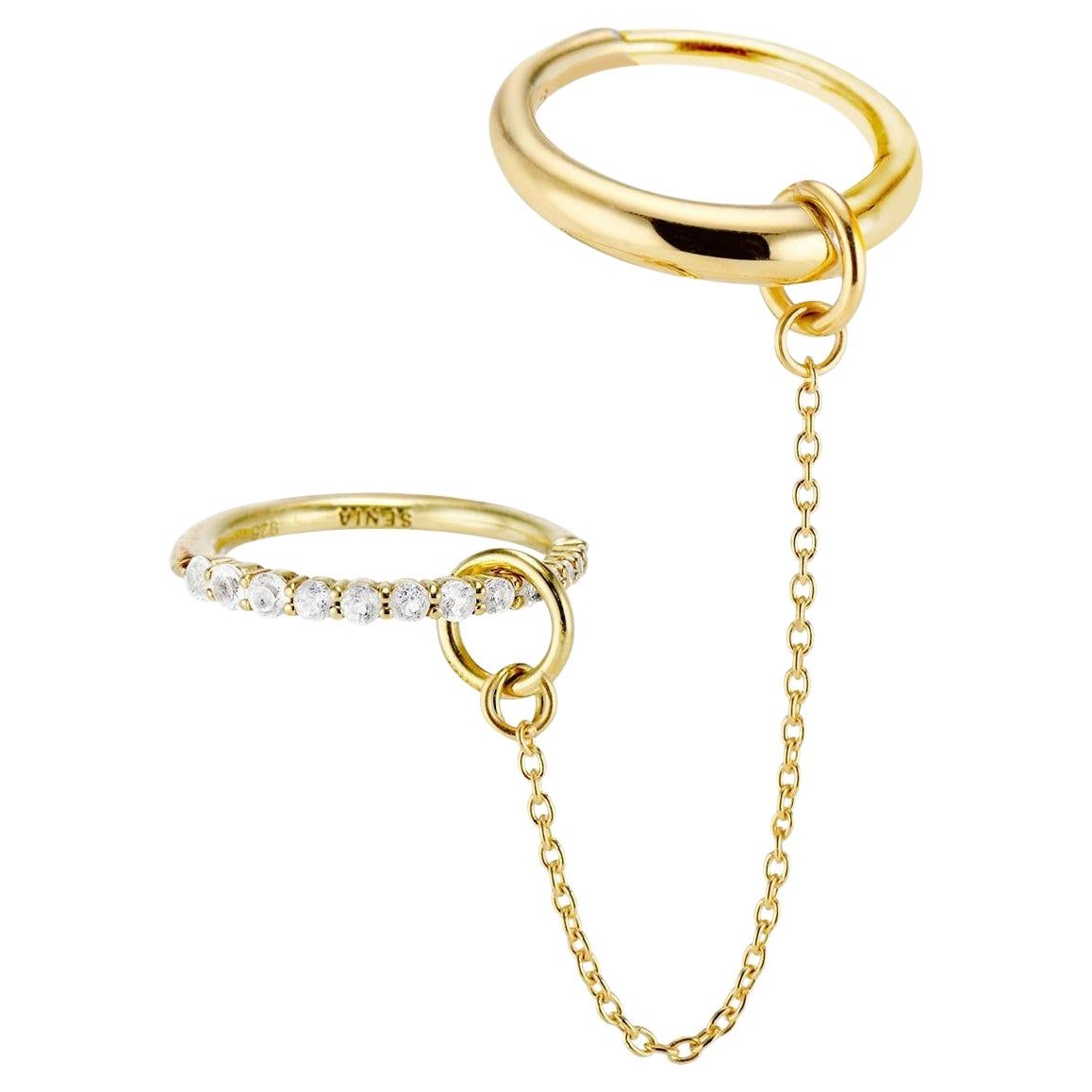 Senia Yellow Vermeil White Topaz After Party Chain Ring 5/6 | 1stDibs