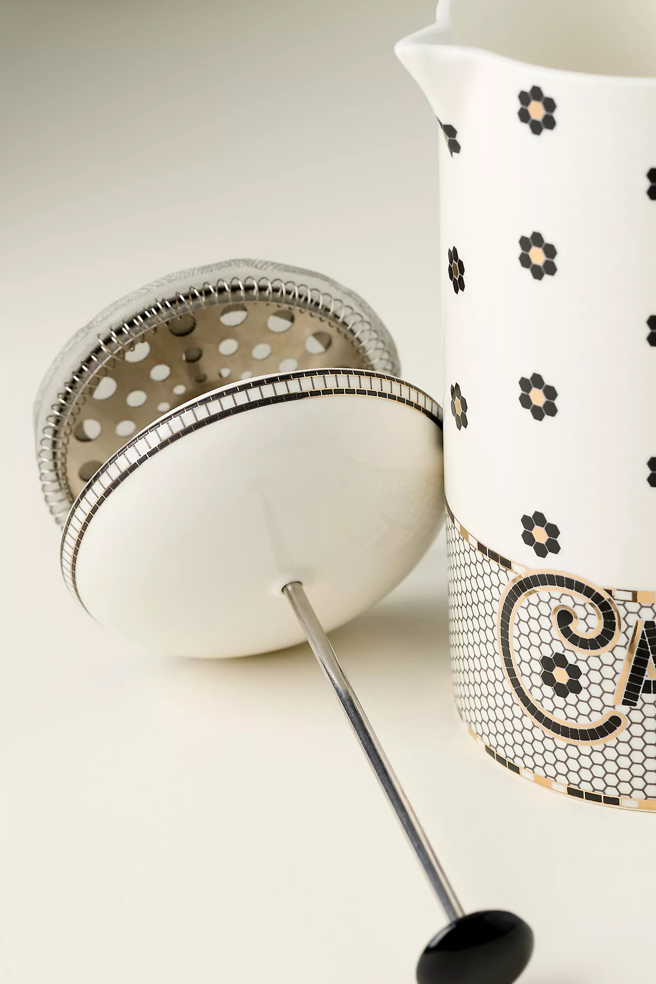 Bistro Tile Stoneware 24k Gold Accent French Press | Anthropologie (US)