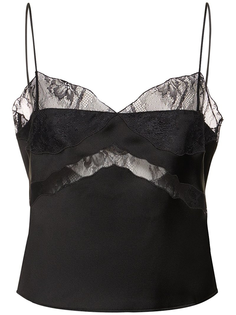 Narcisa lace & satin spaghetti strap top | Luisaviaroma