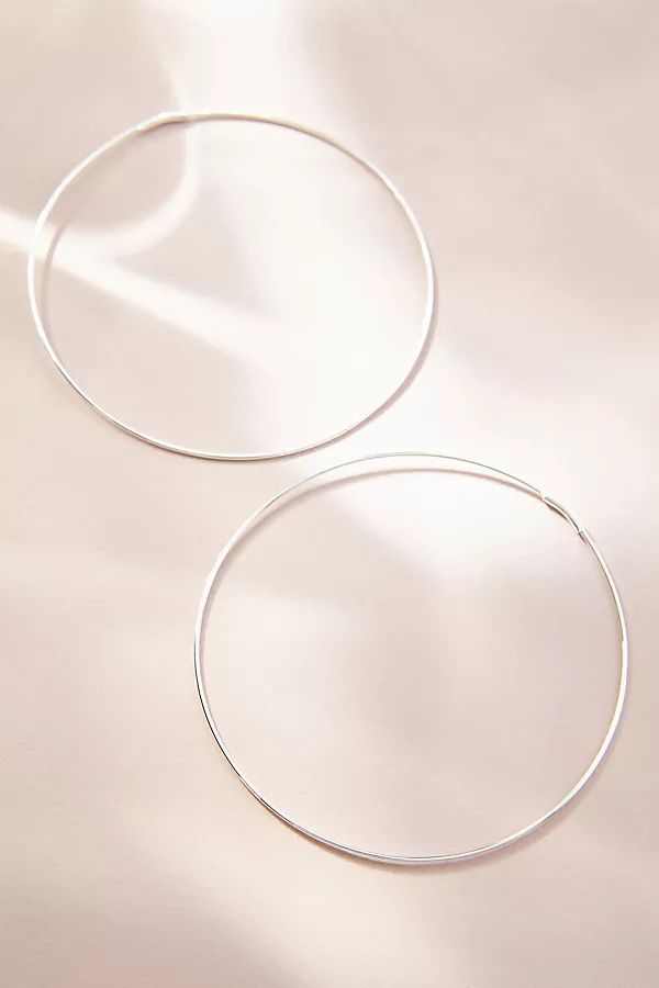 14k Gold Large Delicate Hoop Earrings By By Anthropologie in Silver | Anthropologie (US)