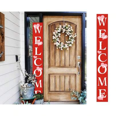 72in Outdoor Valentine's Day Welcome Sign | Front Door Porch Decor | Wooden Outdoor Decor | Farmhouse Decor For Housewarming | SHEIN