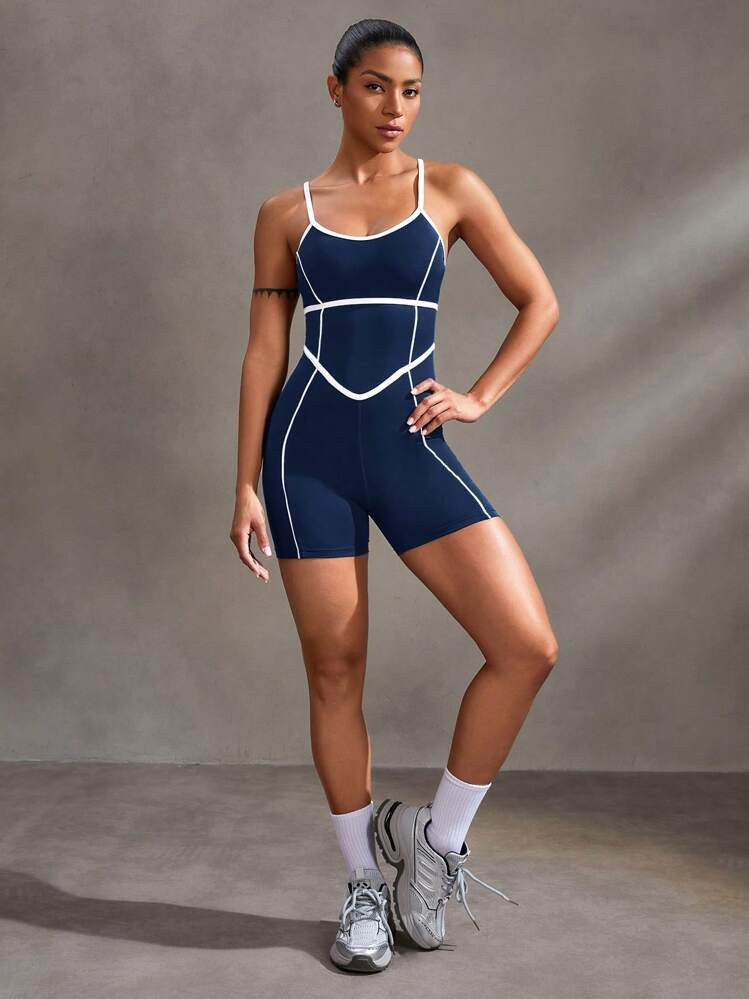 Powerista Women's Criss-Cross Back Casual Fitness Jumpsuit | SHEIN
