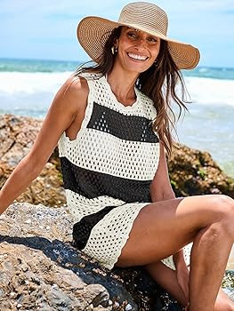 ANRABESS Womens Swimsuit Cover Up Sleeveless Knit 2024 Summer Outfits Swimwear Bathing Suit Cover... | Amazon (US)