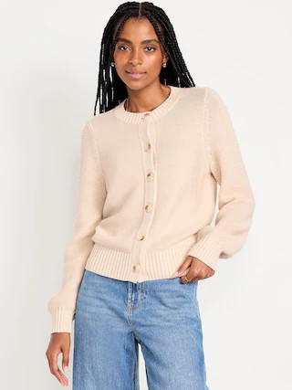 Seaside Cotton Garter-Knit Cardigan Sweater | Old Navy (US)