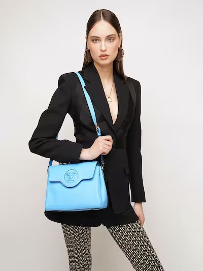 Versace - Small leather medusa top handle bag - Light Blue | Luisaviaroma | Luisaviaroma