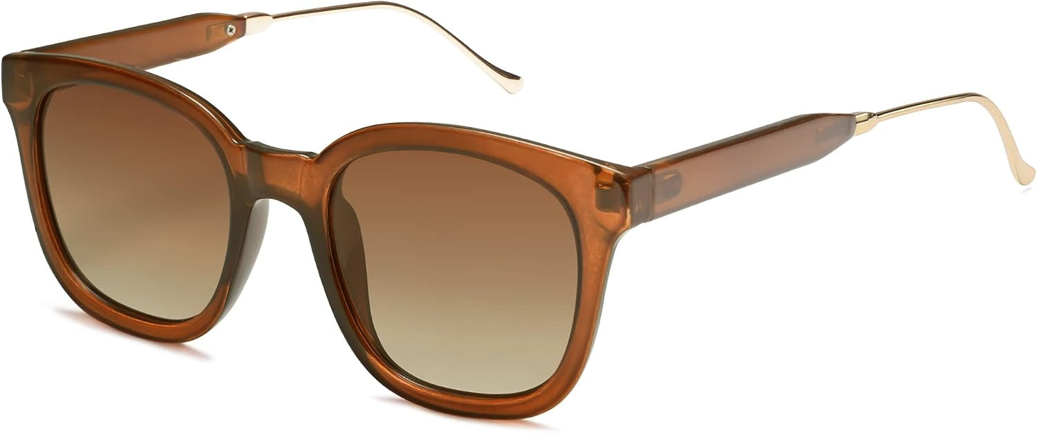 SOJOS Classic Square Polarized Sunglasses Womens Mens Retro Trendy Shades UV400 Sunnies SJ2050, Dark Brown/Brown | Amazon (US)
