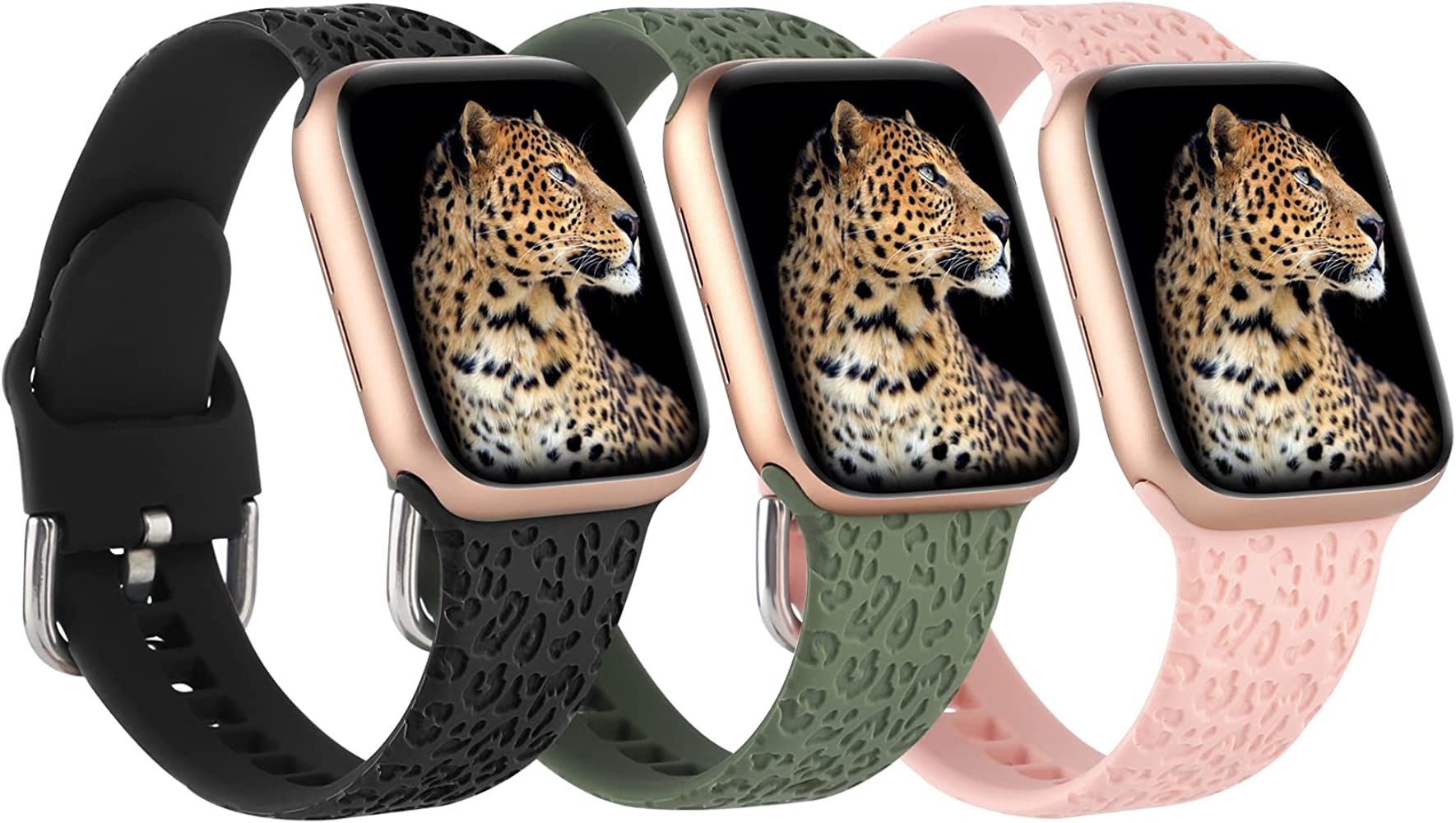 3 Pack Cheetah Engraved Strap Compatible with Apple Watch Bands 38mm 40mm 41mm,Fancy Leopard Laser P | Amazon (US)