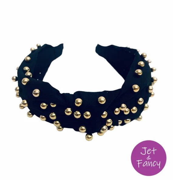 Black jeweled embellished  knotted headband | Etsy (US)