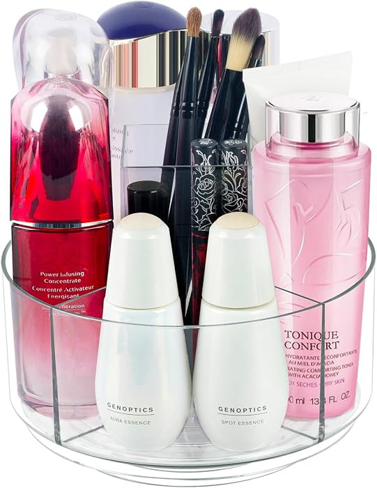 360\u00b0 Rotating Makeup Organizer Clear Lazy Susan Organizer for Vanity, Cosmetic Display Cases... | Amazon (US)