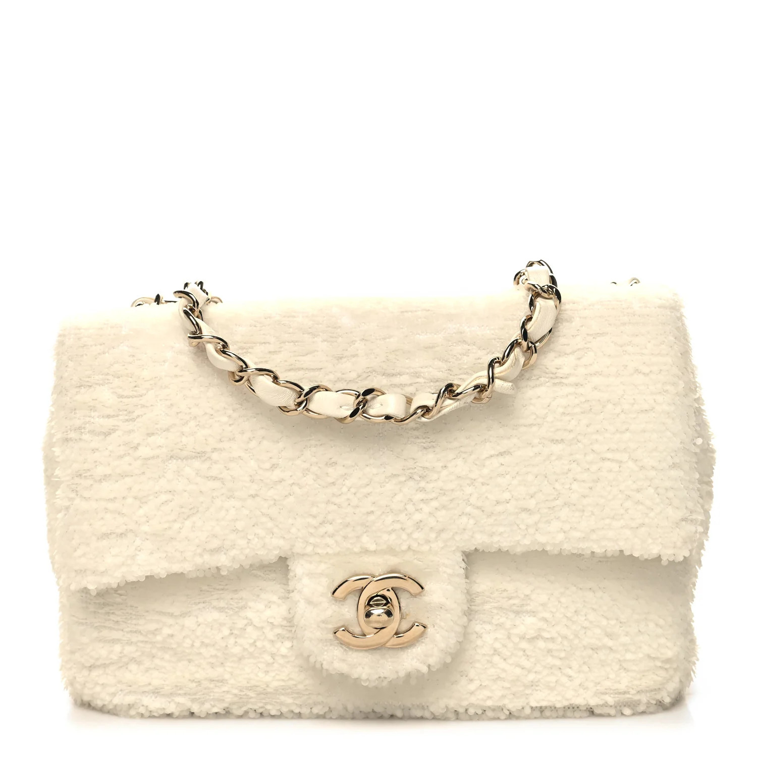 Sequin Mini Rectangular Flap White | FASHIONPHILE (US)