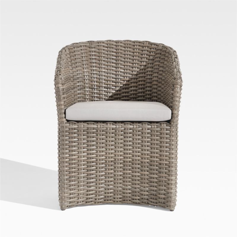 Abaco All-Weather Resin Wicker Outdoor Dining Chair with White Sunbrella Cushion + Reviews | Crat... | Crate & Barrel