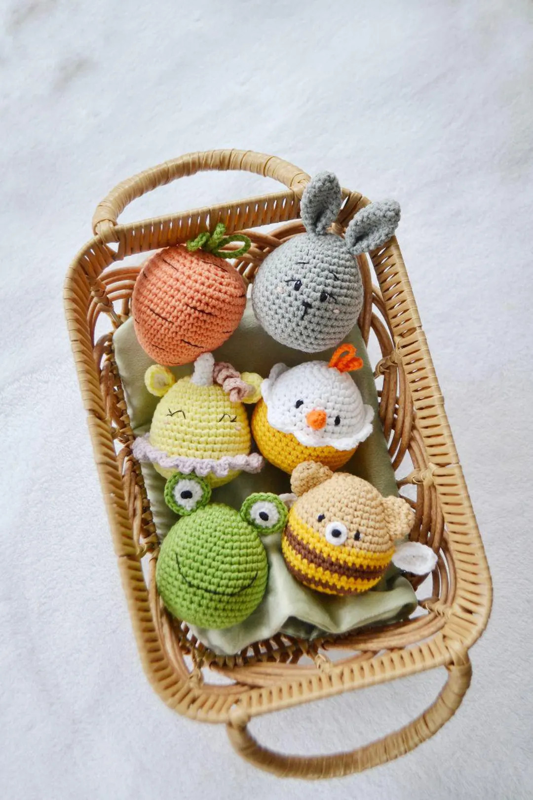 Baby First Easter Rattle Set Handmade egg Bunny Chick Carrot Frog Toys Montessori toddler Gift Ea... | Etsy (US)