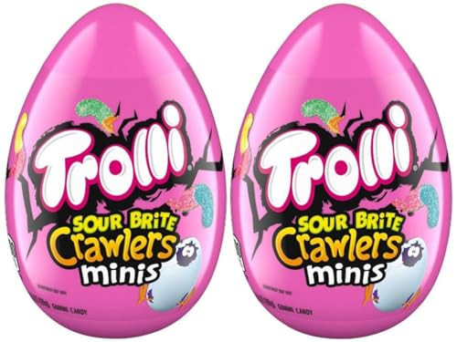 2 Sour Brite Crawlers Minis, Sour Gummy Worms, Novelty Easter Egg Candy, Easter Basket Gift, 3.5 Ounce | Amazon (US)